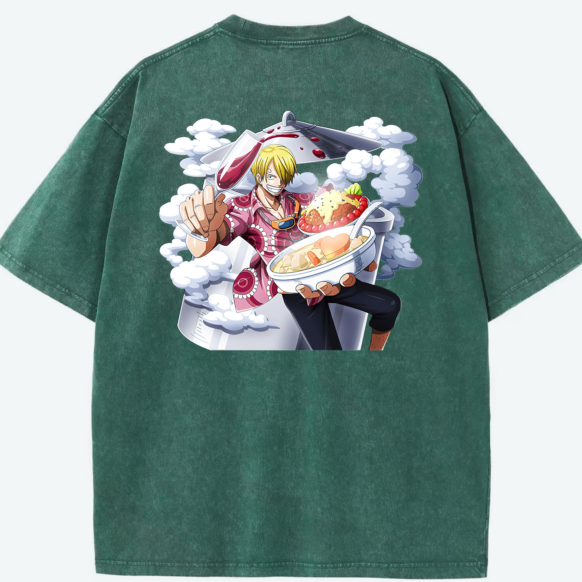ワンピース サンジ ONE PIECE Sanji 綿100% ヴィンテージ風 半袖Tシャツ（背面プリント）